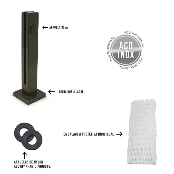 Coluna Torre Inox 1 Furo Bronze - Imagem 2