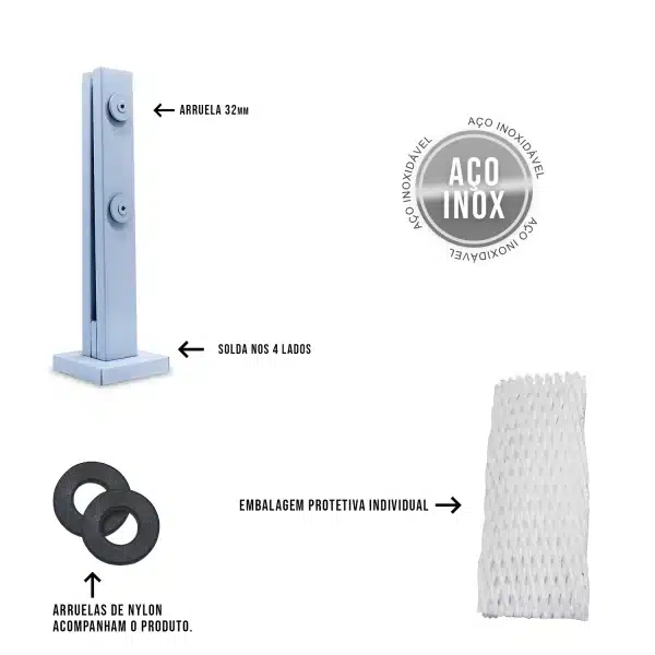 Coluna Torre Inox 2 Furo Branco - Imagem 3