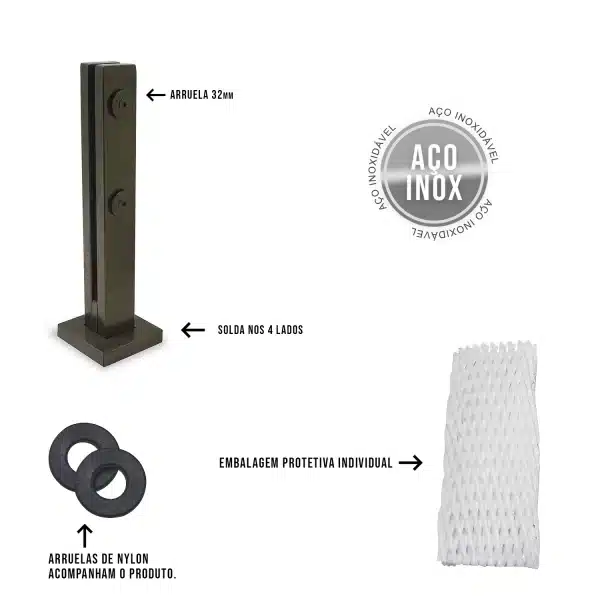 Coluna Torre Inox 2 Furo Bronze - Imagem 2