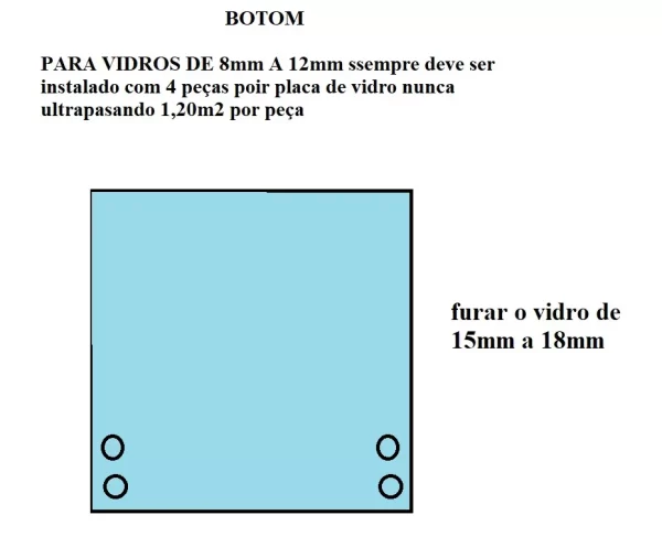 Prolongador Pra Vidro Botom Maciço Inox Preto - Imagem 5