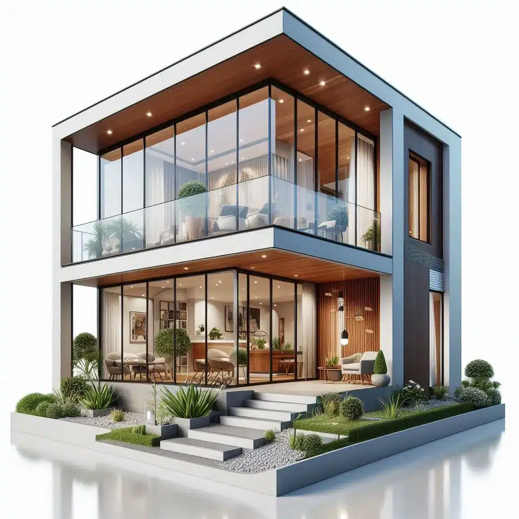 Casa com fachada de vidro